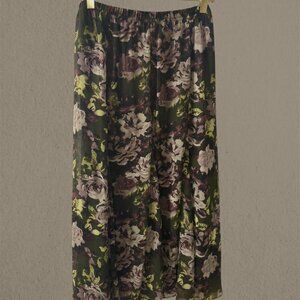 Green Floral Maxi Skirt